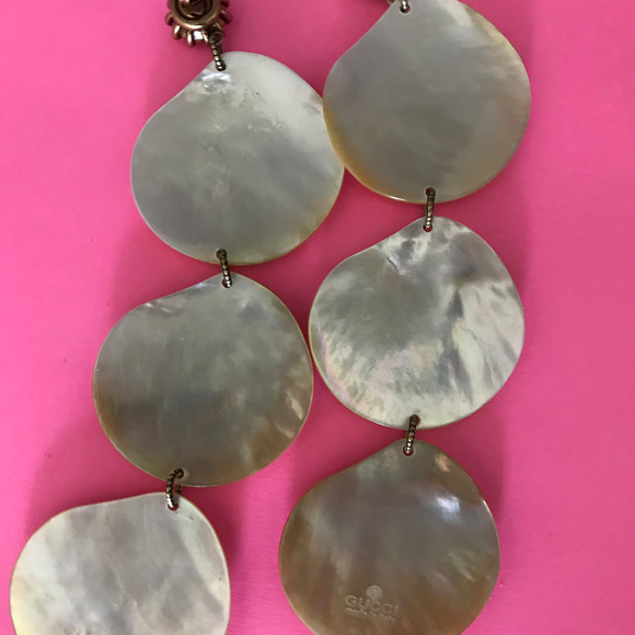 GUCCI EXTRA LONG MOTHER OF PEARL EARRINGS - Picture 6 of 8